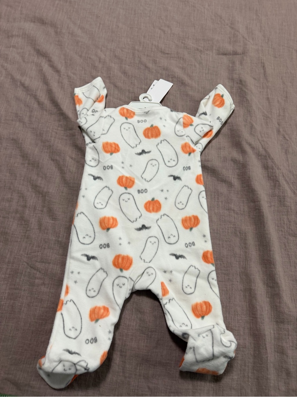 NWT Halloween Carters Plush Footie Pajama One Piece Pumpkin Ghost Bat 3 Months - Picture 6 of 6